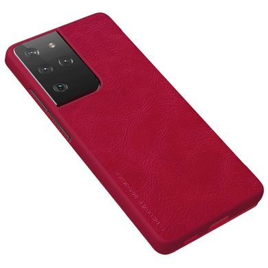 Шкіряний чохол (книжка) Nillkin Qin Series для Samsung Galaxy S21 Ultra, Червоний