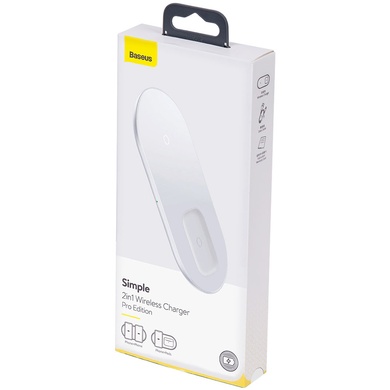 БЗУ Baseus Simple 2in1 Wireless Charger Pro Edition 15W (WXJK-C02) Белый