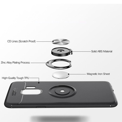 TPU чехол Deen ColorRing под магнитный держатель (opp) для Samsung Galaxy S9 Черный / Черный