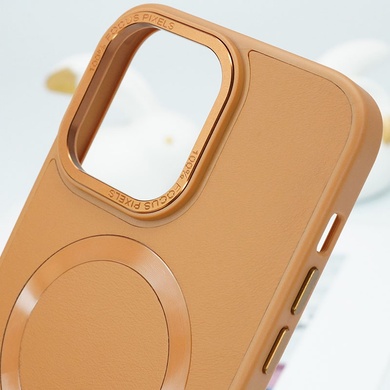 Кожаный чехол Bonbon Leather Metal Style with MagSafe для Apple iPhone 14 (6.1") Коричневый / Brown