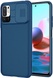 Карбоновая накладка Nillkin Camshield (шторка на камеру) для Xiaomi Redmi Note 10 5G / Poco M3 Pro Синий / Blue