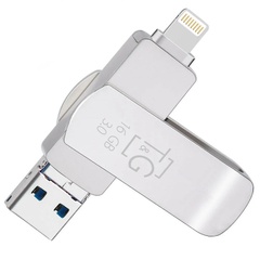Флеш-драйв T&G 007 Metal series USB 3.0 - Lightning - MicroUSB 16GB, Серебряный