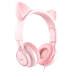 Накладні навушники Hoco W36 Cat ear, Pink