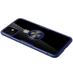 TPU+PC чехол Deen CrystalRing for Magnet (opp) для Apple iPhone 11 (6.1") Бесцветный / Синий