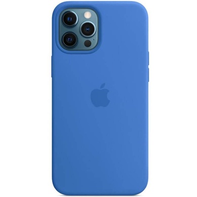 Чехол Silicone case (AAA) full with Magsafe and Animation для Apple iPhone 12 Pro / 12 (6.1") Синий / Capri Blue