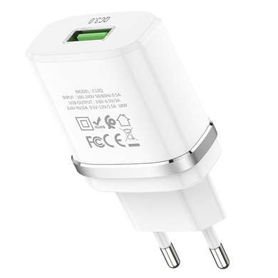 СЗУ Hoco C12Q Smart QC3.0 (1USB/3A) Белый