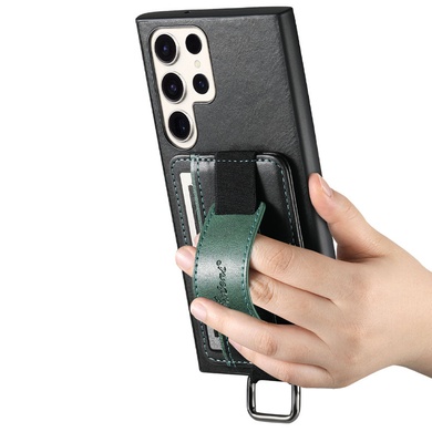 Шкіряний чохол Wallet case and straps для Samsung Galaxy S23 Ultra, Чорний / Black