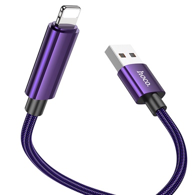 Дата кабель Hoco U125 Benefit 2.4A USB to Lightning with display (1.2m), Purple