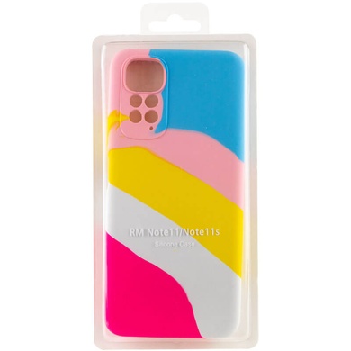 Чехол Silicone Cover Full Rainbow without logo для Xiaomi Redmi Note 11 (Global) / Note 11S Голубой / Фуксия
