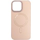 Кожаный чехол Bonbon Leather Metal Style with MagSafe для Apple iPhone 14 (6.1") Розовый / Light pink