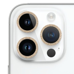 Захисне скло Metal Sparkles на камеру (в упак.) для Apple iPhone 15 Pro (6.1") /15 Pro Max (6.7"), Золотой / Gold