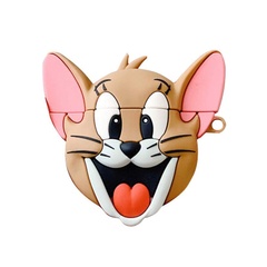 Силиконовый футляр Tom & Jerry series для наушников AirPods 1/2 + карабин Джерри/Коричневый