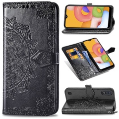 Кожаный чехол (книжка) Art Case с визитницей для Samsung Galaxy A01 Черный