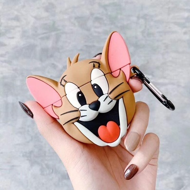 Силіконовий футляр Tom & Jerry series для навушників AirPods 1/2 + карабін, Джерри/Коричневый