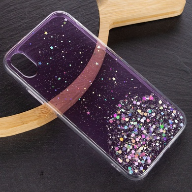 TPU чохол Star Glitter для Apple iPhone XR (6.1"), Прозрачный / Сиреневый