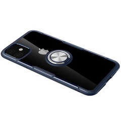TPU+PC чехол Deen CrystalRing for Magnet (opp) для Apple iPhone 11 (6.1") Бесцветный / Темно-синий