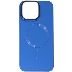 Кожаный чехол Bonbon Leather Metal Style with MagSafe для Apple iPhone 14 (6.1") Синий / Indigo