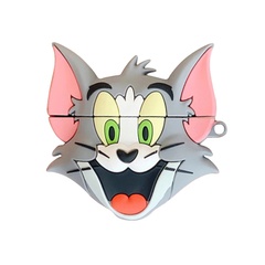 Силиконовый футляр Tom & Jerry series для наушников AirPods 1/2 + карабин Том/Серый