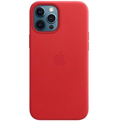 Кожаный чехол Leather Case (AAA) для Apple iPhone 12 Pro / 12 (6.1") Red