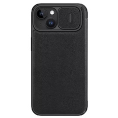 Кожаный чехол (книжка) Nillkin Qin Pro Plain Camshield для Apple iPhone 15 Plus (6.7") Черный
