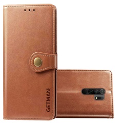 Кожаный чехол книжка GETMAN Gallant (PU) для Xiaomi Redmi Note 8 Pro Коричневый