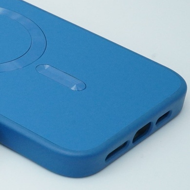 Кожаный чехол Bonbon Leather Metal Style with MagSafe для Apple iPhone 14 (6.1") Синий / Indigo