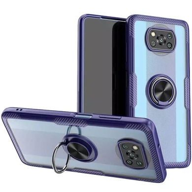 TPU+PC чохол Deen CrystalRing for Magnet (opp) для Xiaomi Poco X3 NFC / Poco X3 Pro, Бесцветный / Синий