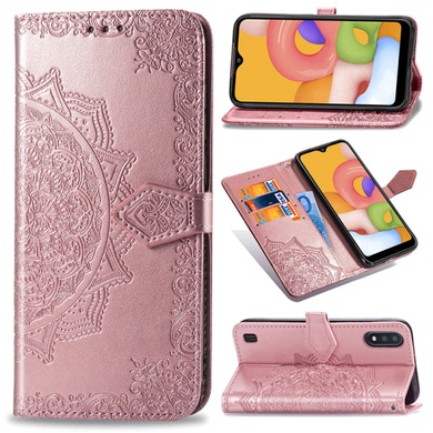 Шкіряний чохол (книжка) Art Case з візитницею для Samsung Galaxy A01, Рожевий