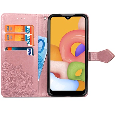 Шкіряний чохол (книжка) Art Case з візитницею для Samsung Galaxy A01, Рожевий