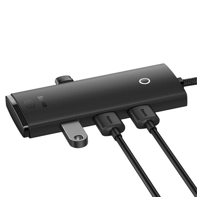 Переходник HUB Baseus Lite Series 4-Port USB-A HUB Adapter (USB-A to USB 3.0*4) 25cm (WKQX) Черный