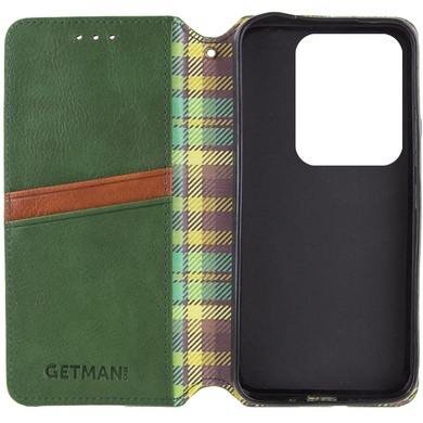 Кожаный чехол книжка GETMAN Cubic (PU) для Xiaomi Redmi Note 13 Pro 4G Зеленый