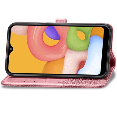 Кожаный чехол (книжка) Art Case с визитницей для Samsung Galaxy A01 Розовый
