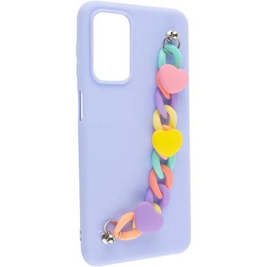 Чехол Chained Heart c подвесной цепочкой для Samsung Galaxy M52 Lilac Blue