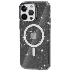 Чехол TPU Galaxy Sparkle (MagFit) для Apple iPhone 13 Pro (6.1") Black+Glitter