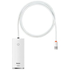 Переходник HUB Baseus Lite Series 4-Port USB-A HUB Adapter (USB-A to USB 3.0*4) 25cm (WKQX) Белый