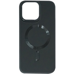 Кожаный чехол Bonbon Leather Metal Style with MagSafe для Apple iPhone 15 Pro (6.1") Черный / Black