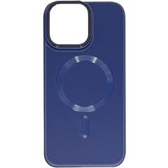 Кожаный чехол Bonbon Leather Metal Style with MagSafe для Apple iPhone 14 (6.1") Синий / Navy blue