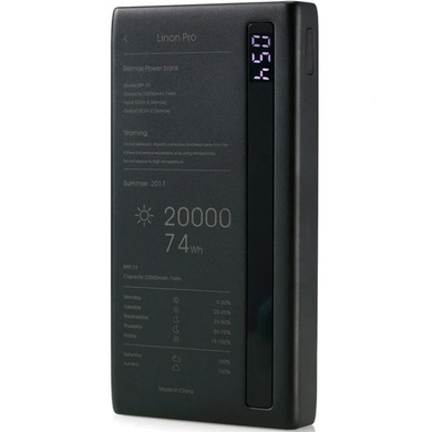 Портативний зарядний пристрій Power Bank Remax RPP-73 Linon Pro 20000 mAh, Чорний