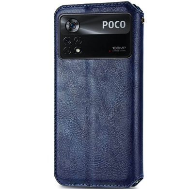 Кожаный чехол книжка GETMAN Cubic (PU) для Xiaomi Poco X4 Pro 5G Синий