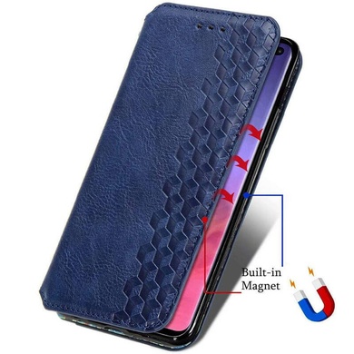 Кожаный чехол книжка GETMAN Cubic (PU) для Xiaomi Redmi Note 9 5G / Note 9T Синий