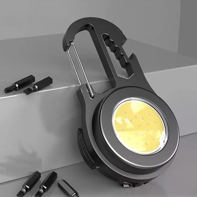 Акумуляторний LED фонарик W5137 + Type-C (7 режимів, карабін, викрутки), Чорний
