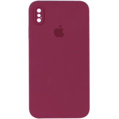 Чохол Silicone Case Square Full Camera Protective (AA) для Apple iPhone XS Max (6.5 "), Бордовый / Plum