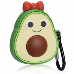 Силиконовый футляр Smile Fruits series для наушников AirPods 1/2 + кольцо Avocado girl / Зеленый