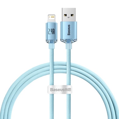 Дата кабель Baseus Crystal Shine Series USB to Lightning 2.4A (1.2m) (CAJY00000), Sky Blue