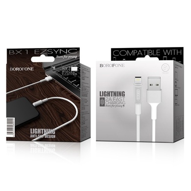 Дата кабель Borofone BX1 EzSync USB to Lightning (1m) Белый