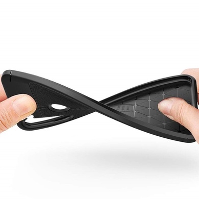 TPU чехол фактурный (с имитацией кожи) для Samsung Galaxy A21 Черный