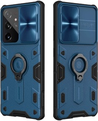 TPU+PC чехол Nillkin CamShield Armor no logo (шторка на камеру) для Samsung Galaxy S21 Ultra Синий