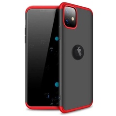 Пластикова накладка GKK LikGus 360 градусів (opp) з лого для Apple iPhone 12 (6.1"), Черный / Красный
