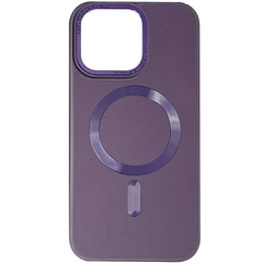 Шкіряний чохол Bonbon Leather Metal Style with MagSafe для Apple iPhone 14 (6.1"), Фиолетовый / Dark Purple