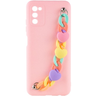 Чохол Chained Heart c підвісним ланцюжком для Samsung Galaxy A05s, Pink Sand